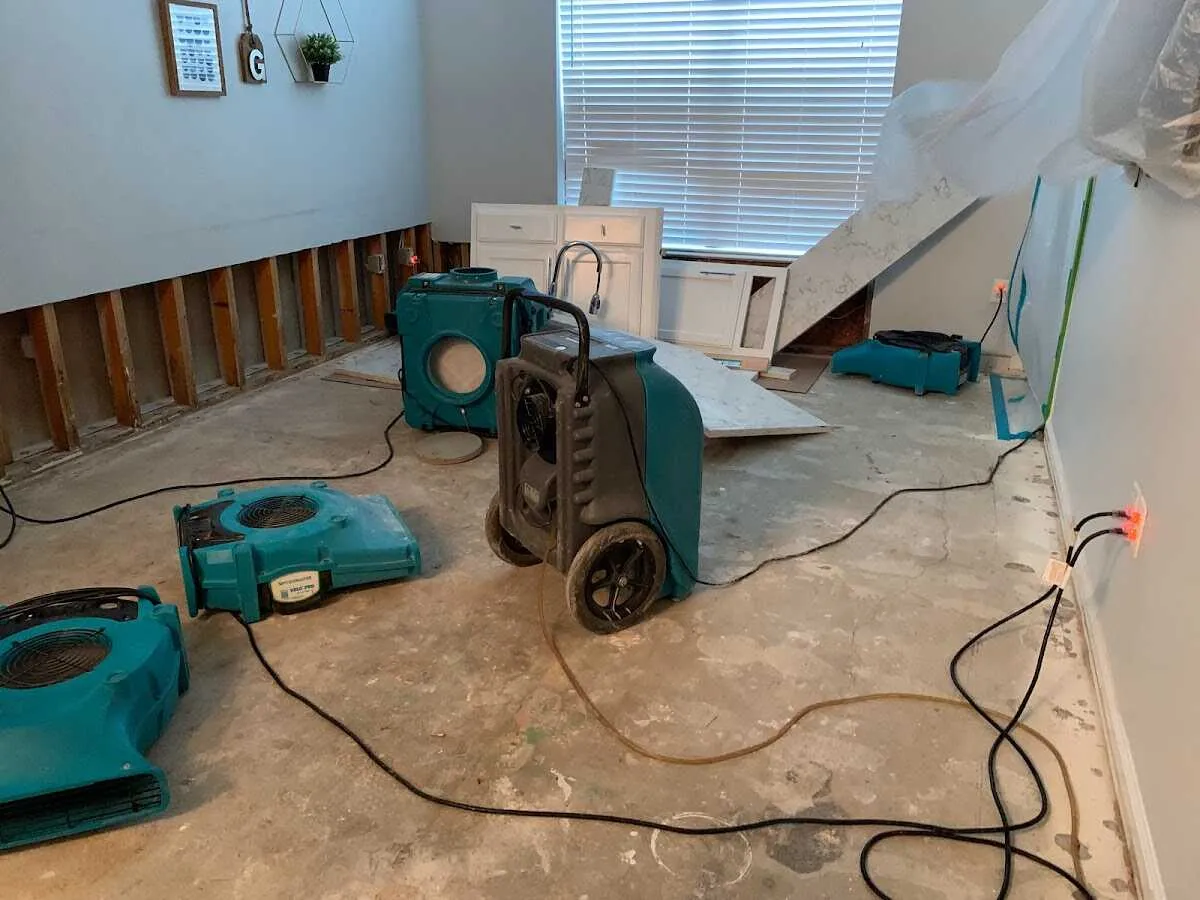 Dehumidifier in flood-cut room for Water Extraction & Removal in Yosemite Lakes